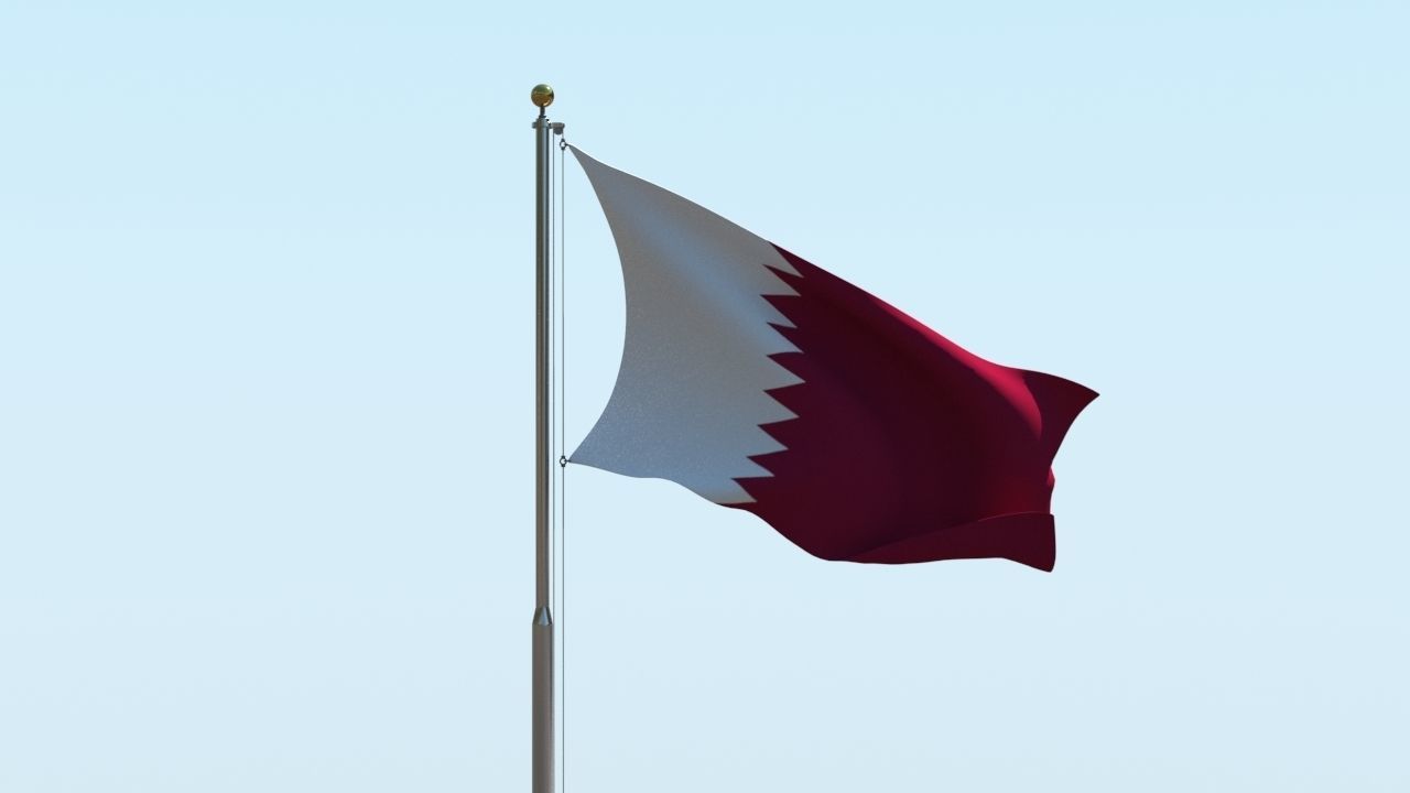 Animated Qatar Flag  3D model_8