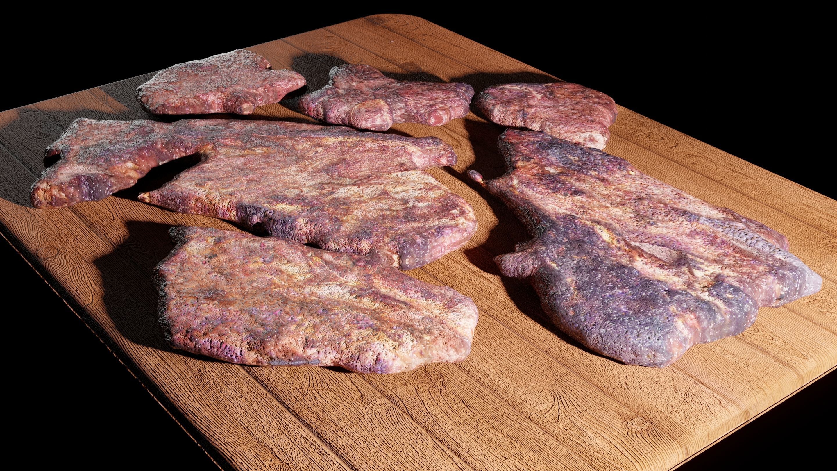 Barbecued Lamb Steaks Low-poly 3D model_3