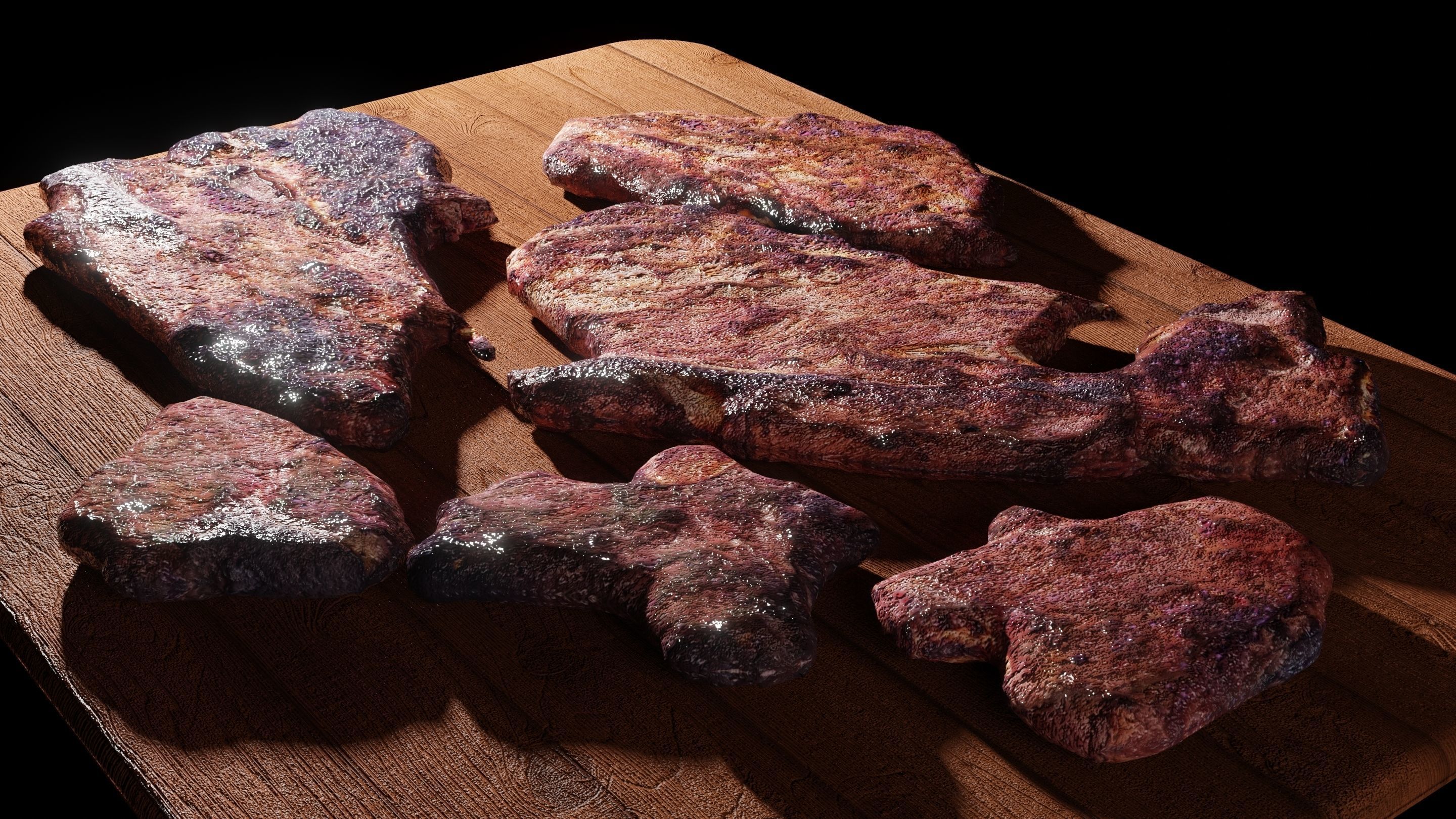 Barbecued Lamb Steaks Low-poly 3D model_1