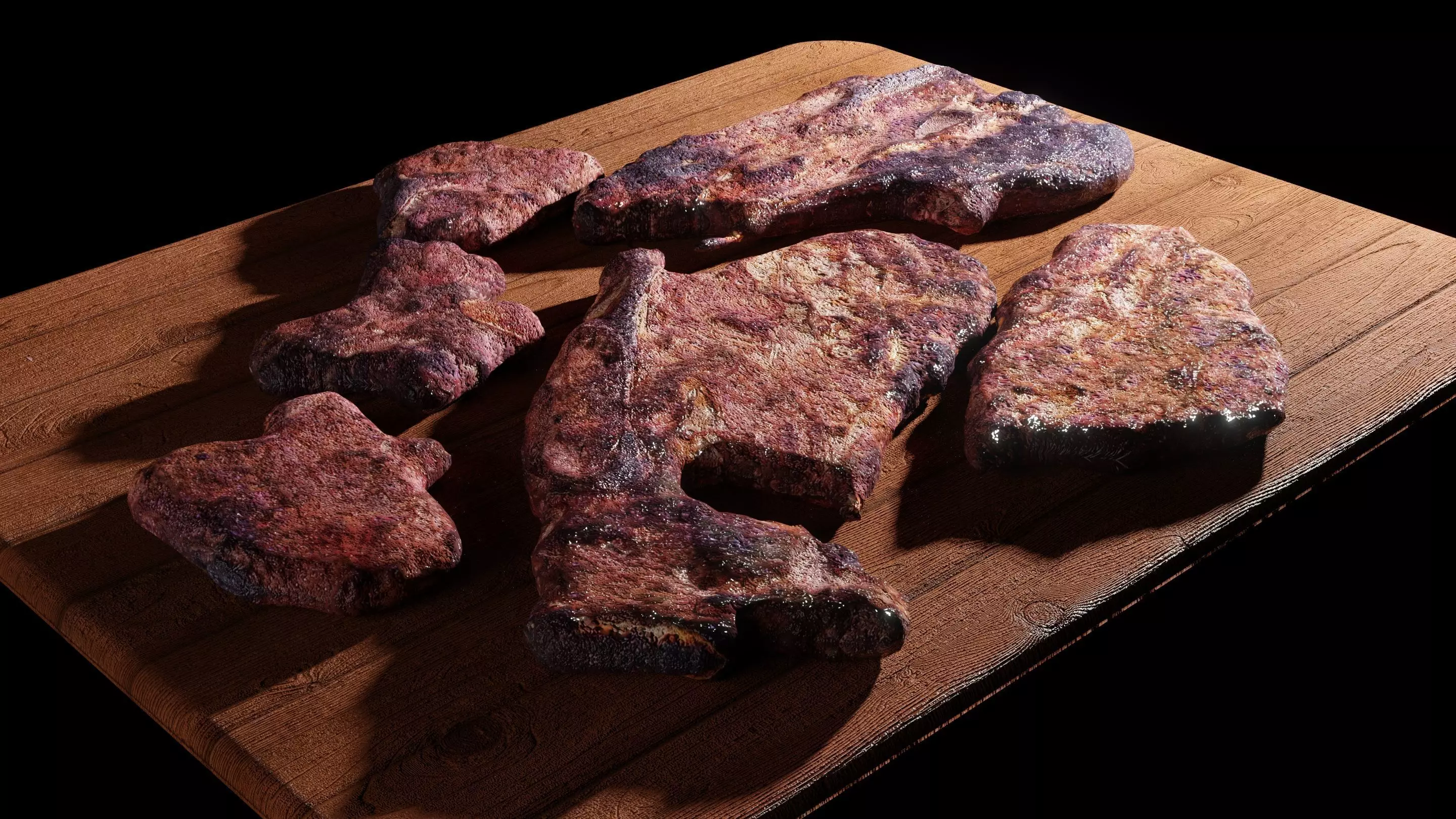 Barbecued Lamb Steaks Low-poly 3D model_0