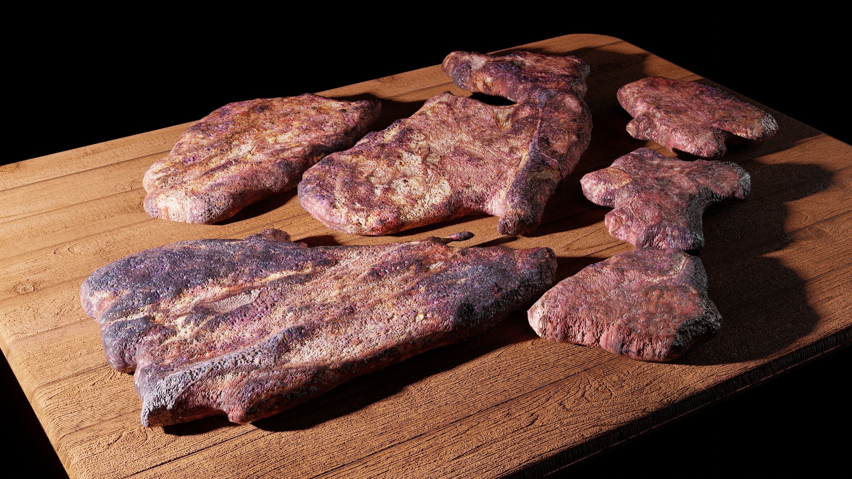 Barbecued Lamb Steaks Low-poly 3D model_2