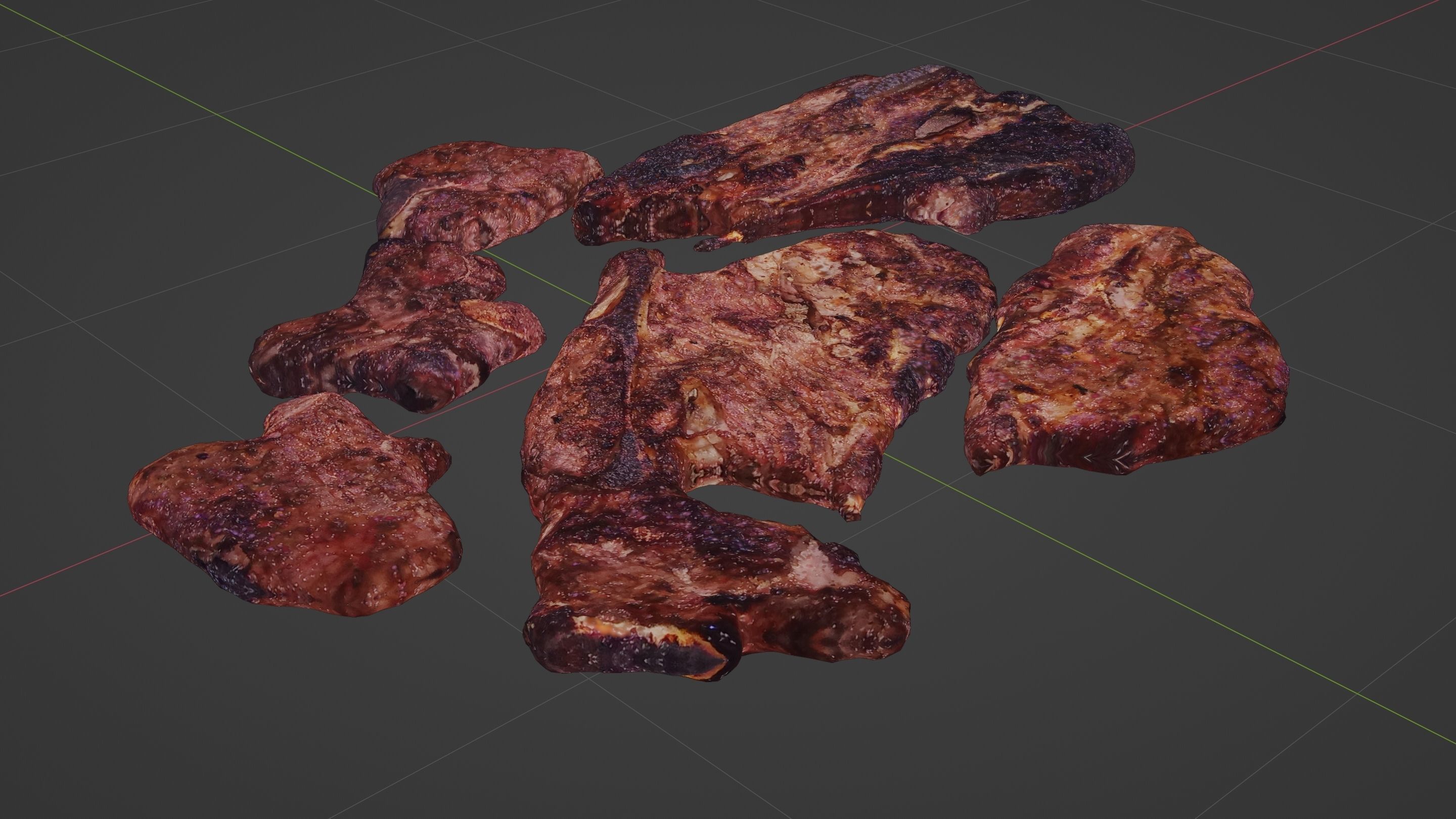 Barbecued Lamb Steaks Low-poly 3D model_5