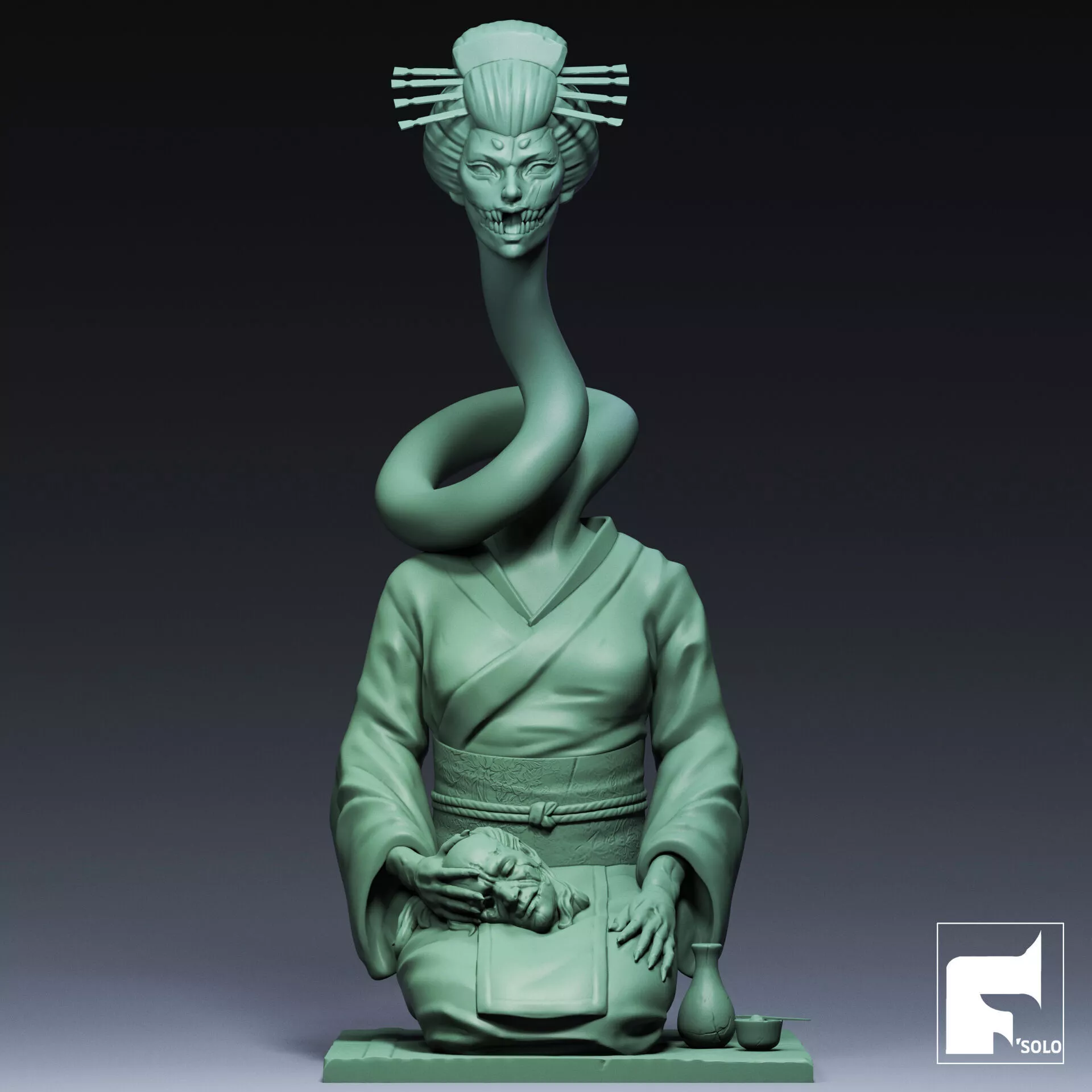 Rokurokubi Yokai 02 Free 3D print model