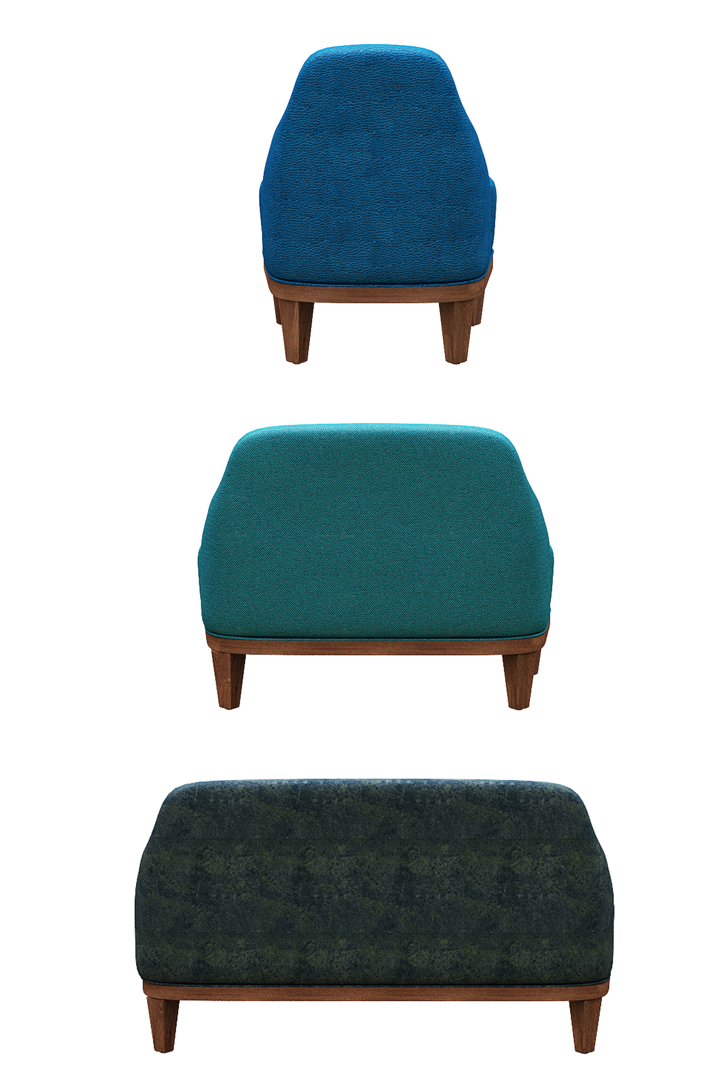 Sofa set 3 type of fabric and wood Low-poly 3D model_5