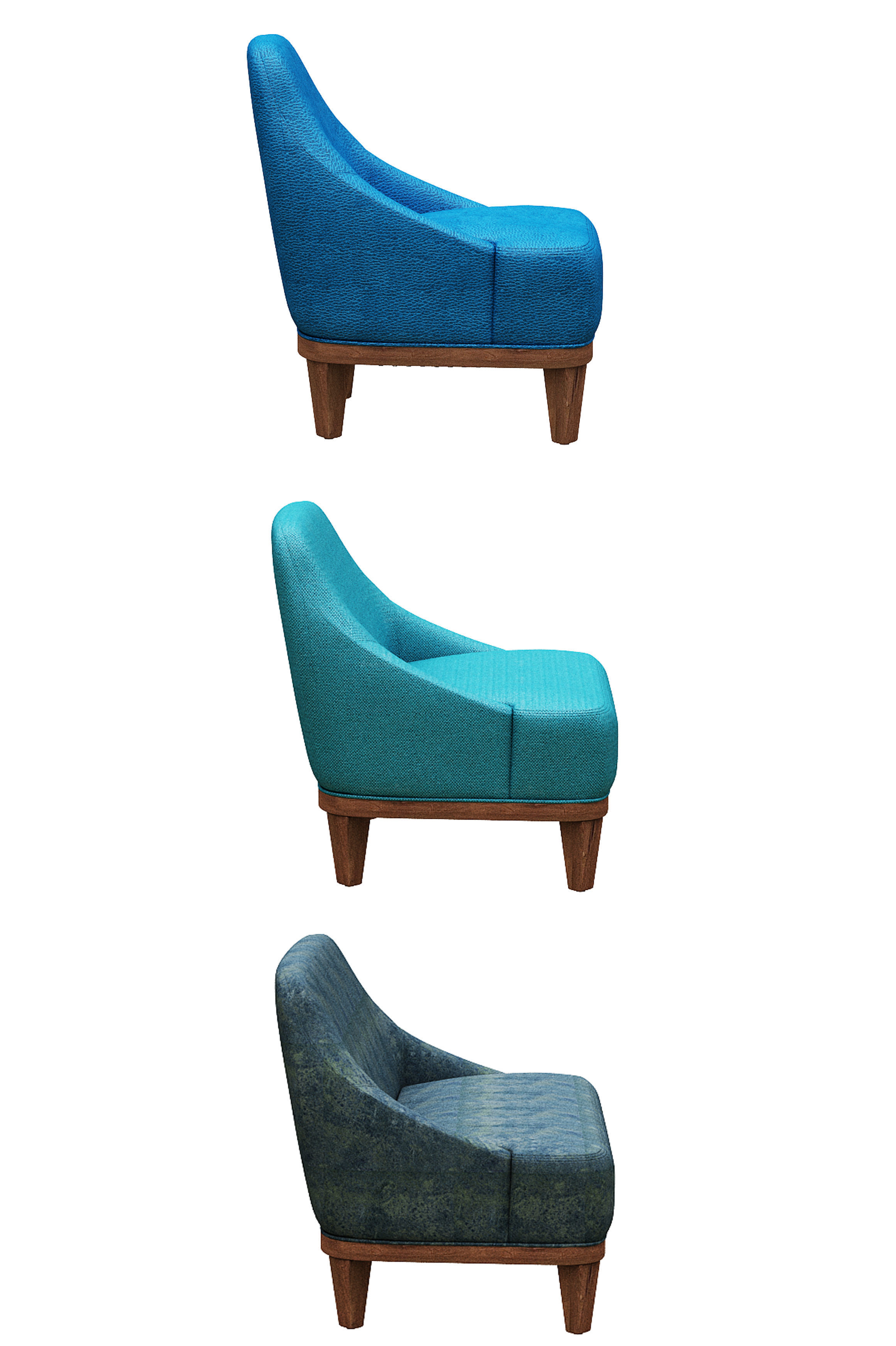 Sofa set 3 type of fabric and wood Low-poly 3D model_3