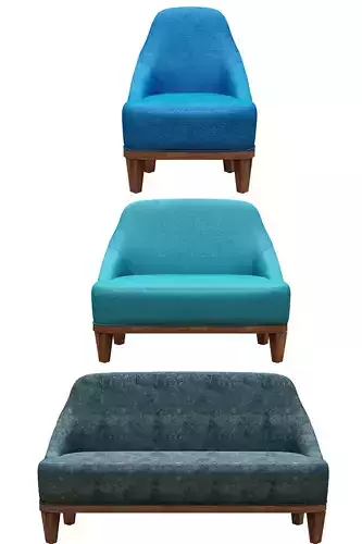 Sofa set 3 type of fabric and wood