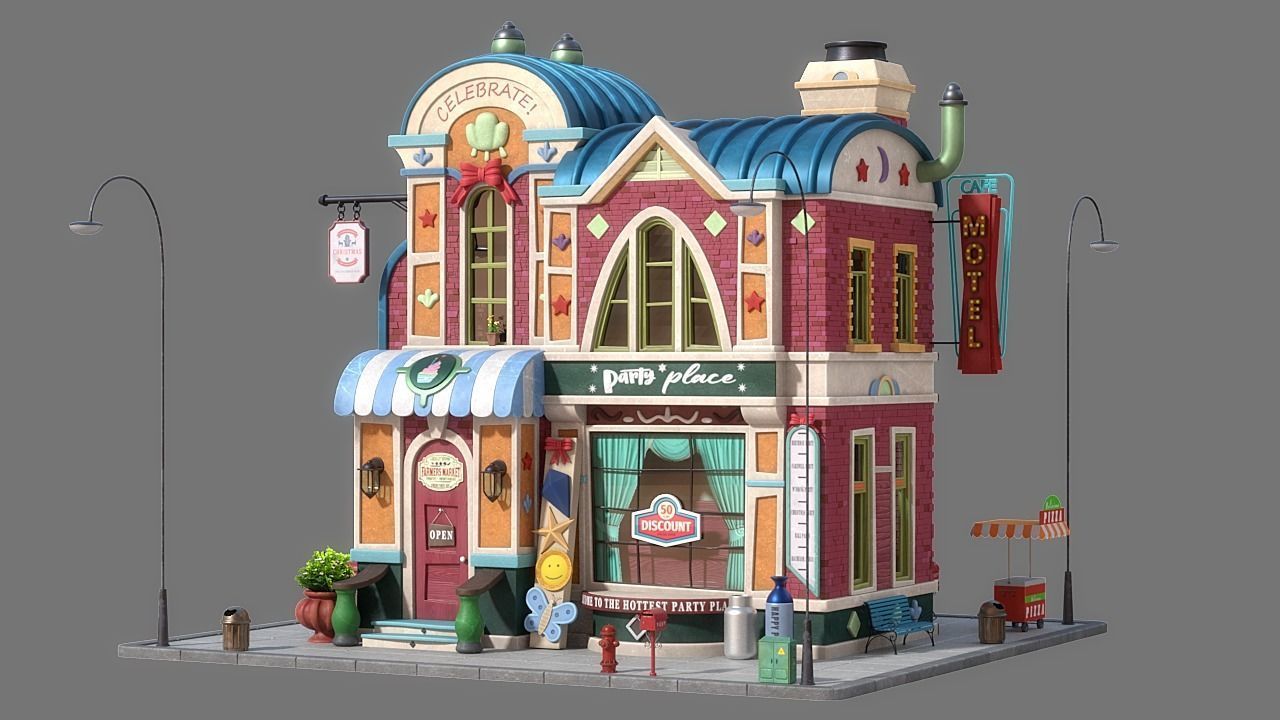 Cartoon House 09 3D model_1