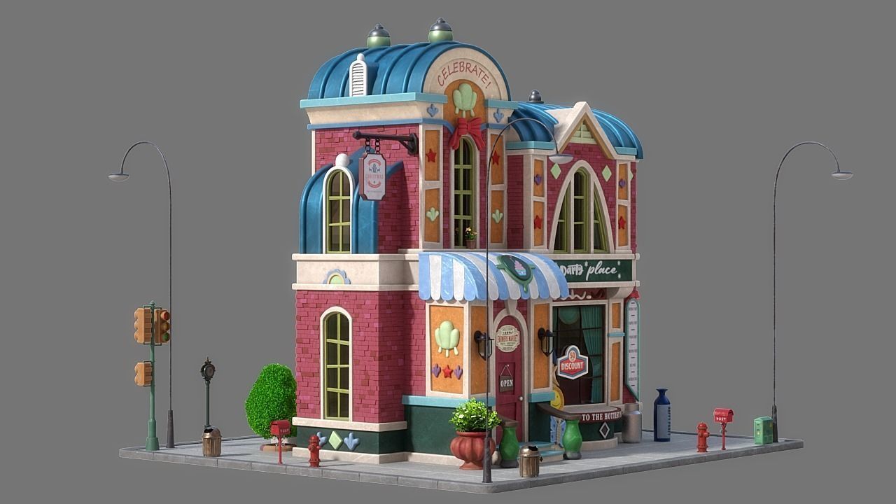 Cartoon House 09 3D model_2