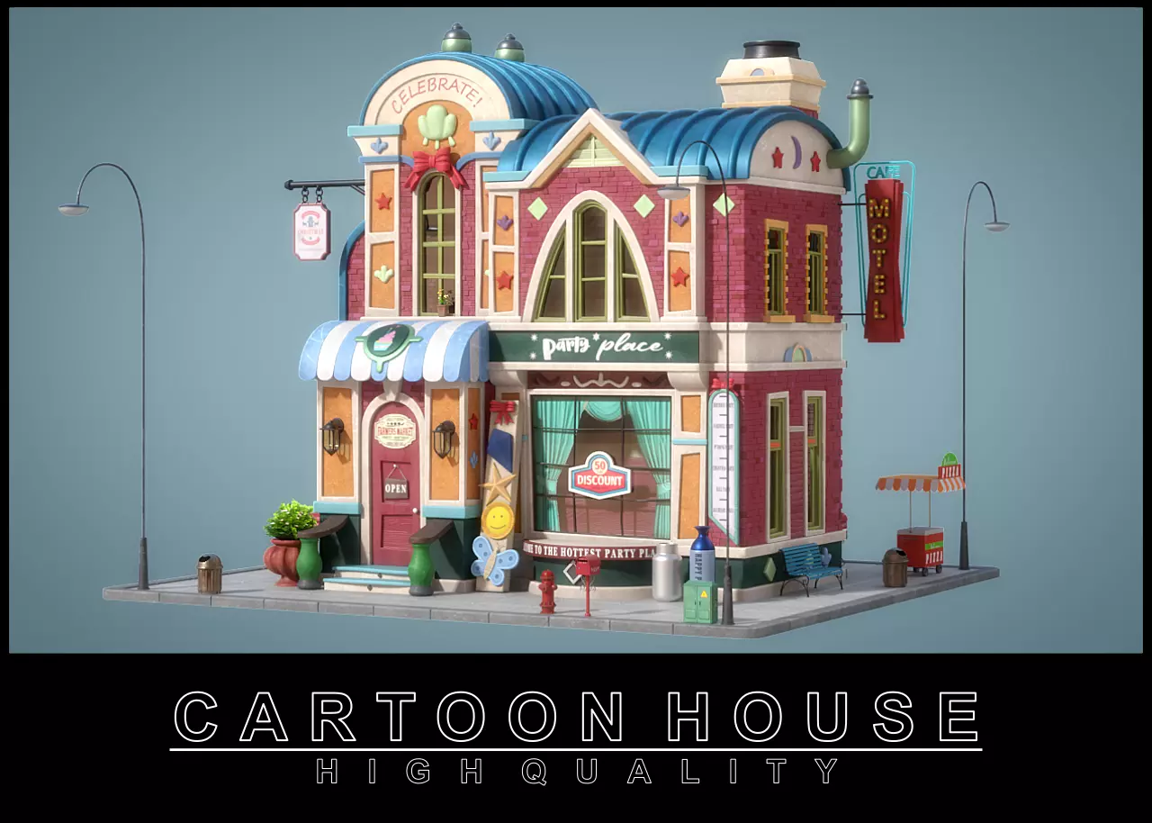Cartoon House 09 3D model_0