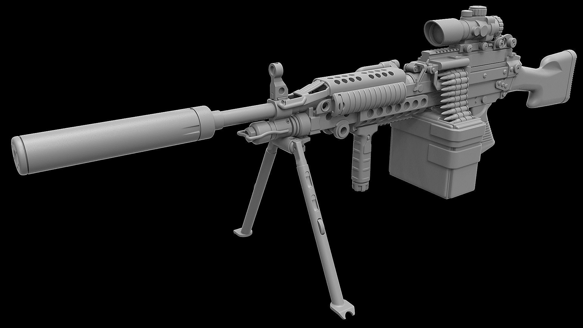 Mk 48 Light Weight Machine Gun 3D model_8