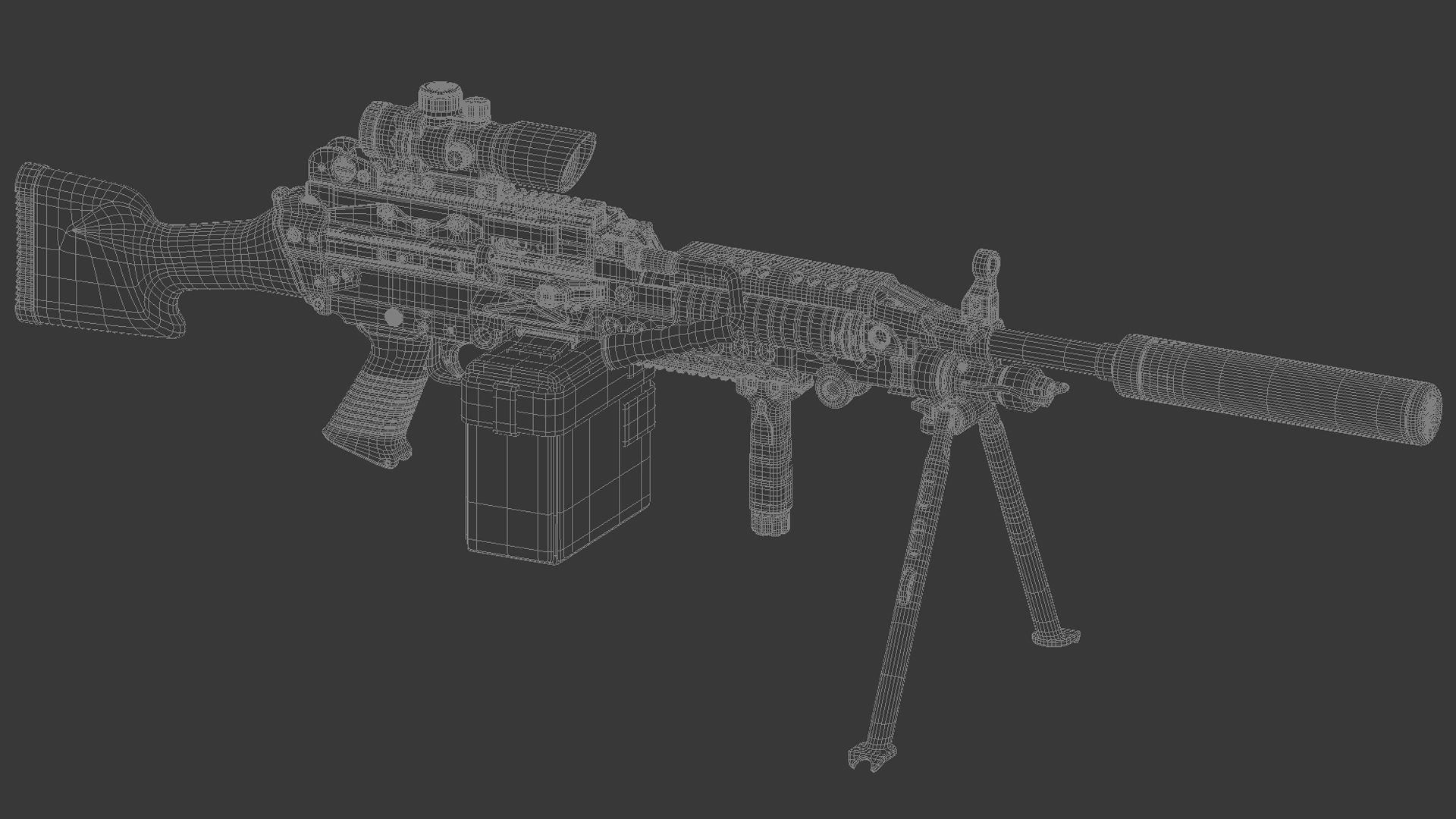 Mk 48 Light Weight Machine Gun 3D model_2