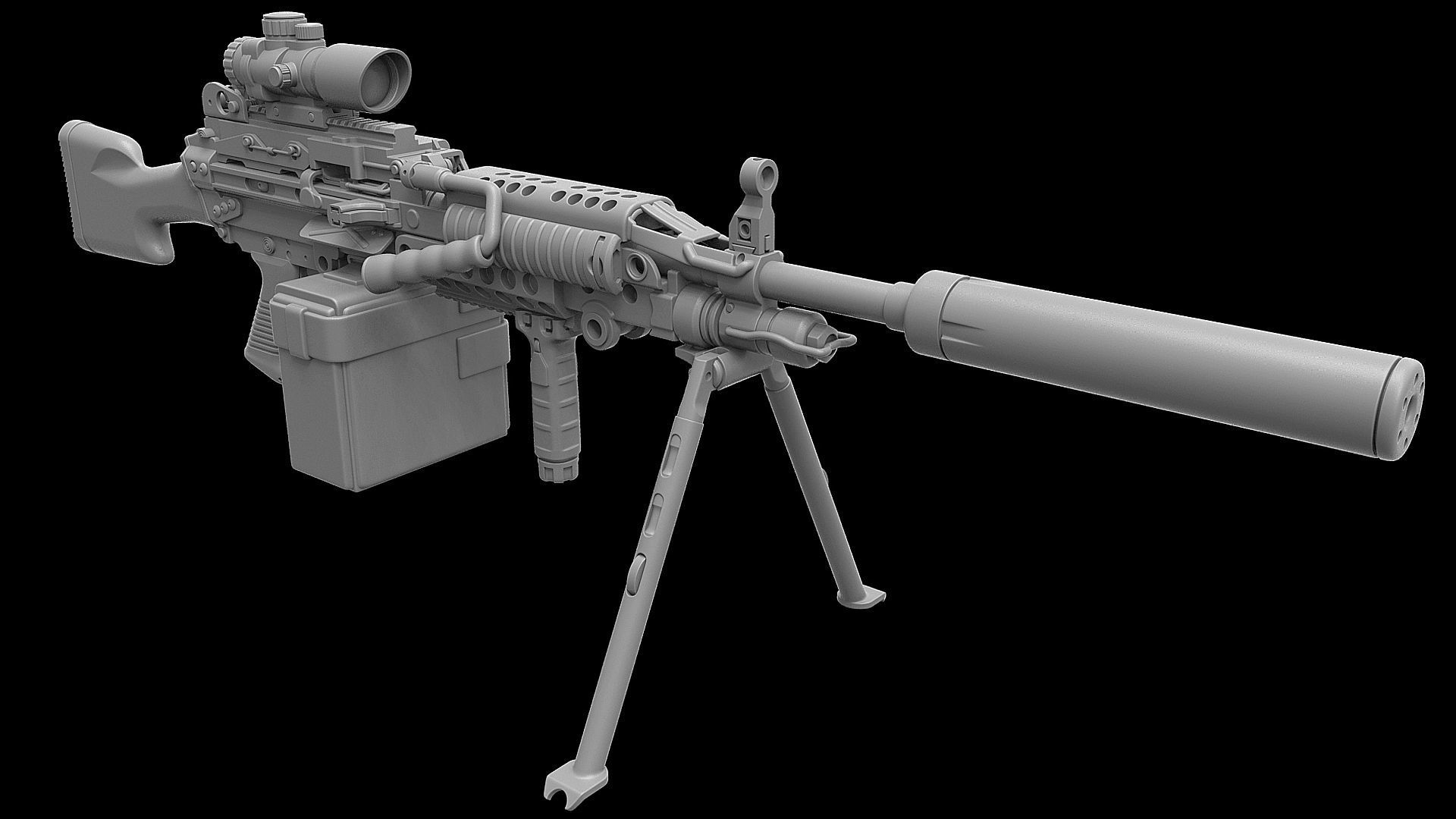 Mk 48 Light Weight Machine Gun 3D model_3