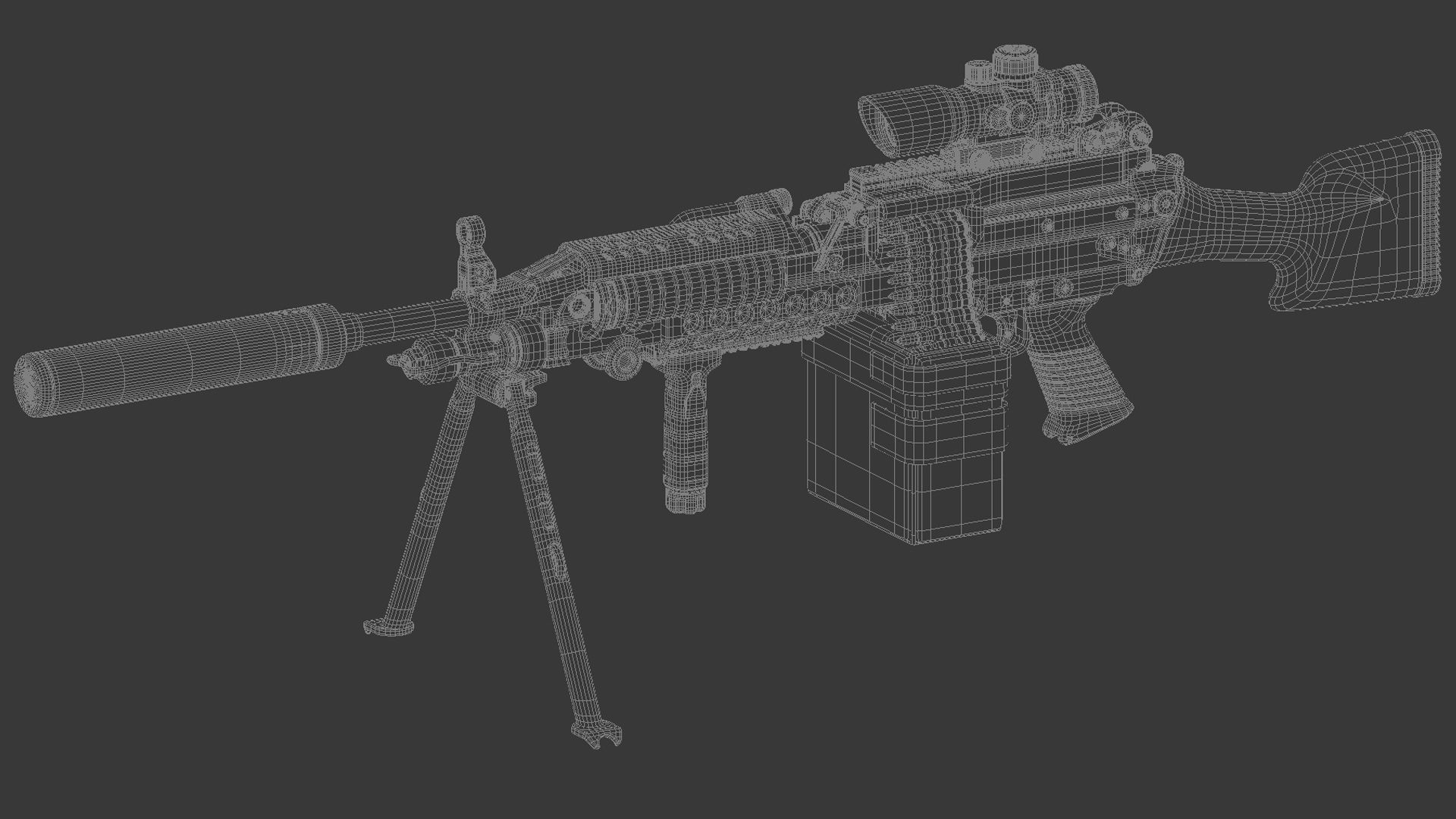 Mk 48 Light Weight Machine Gun 3D model_1