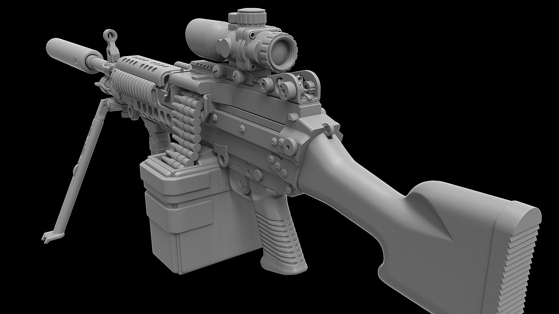 Mk 48 Light Weight Machine Gun 3D model_6