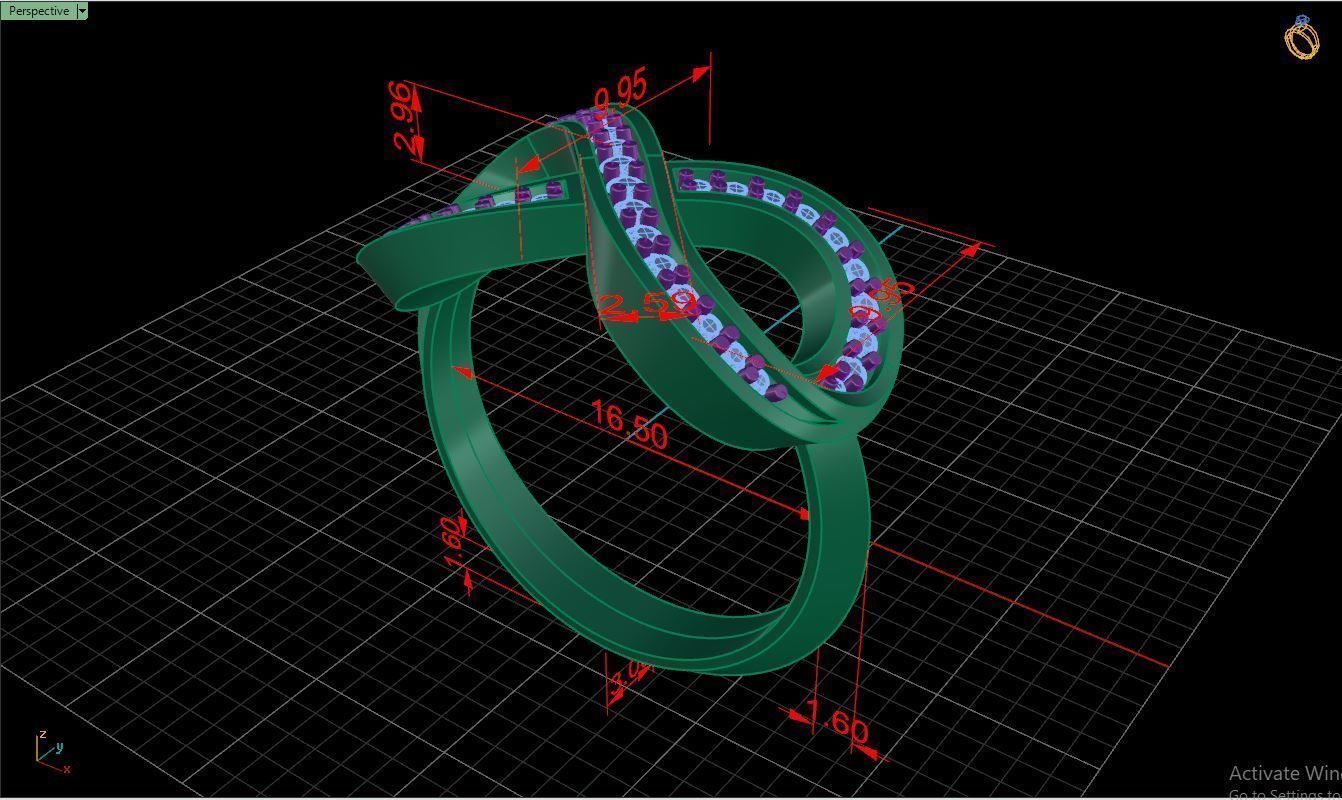 Ring M48 The luxury female ring with gems wedding 3D print model_20