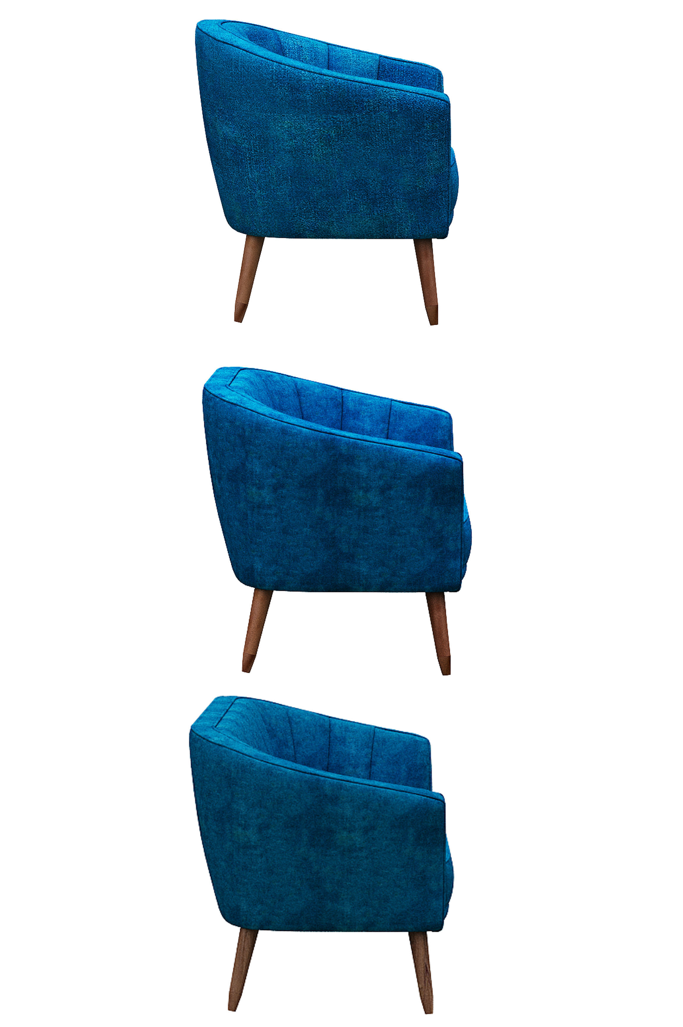 Sofa set and fabric and wood Low-poly 3D model_3