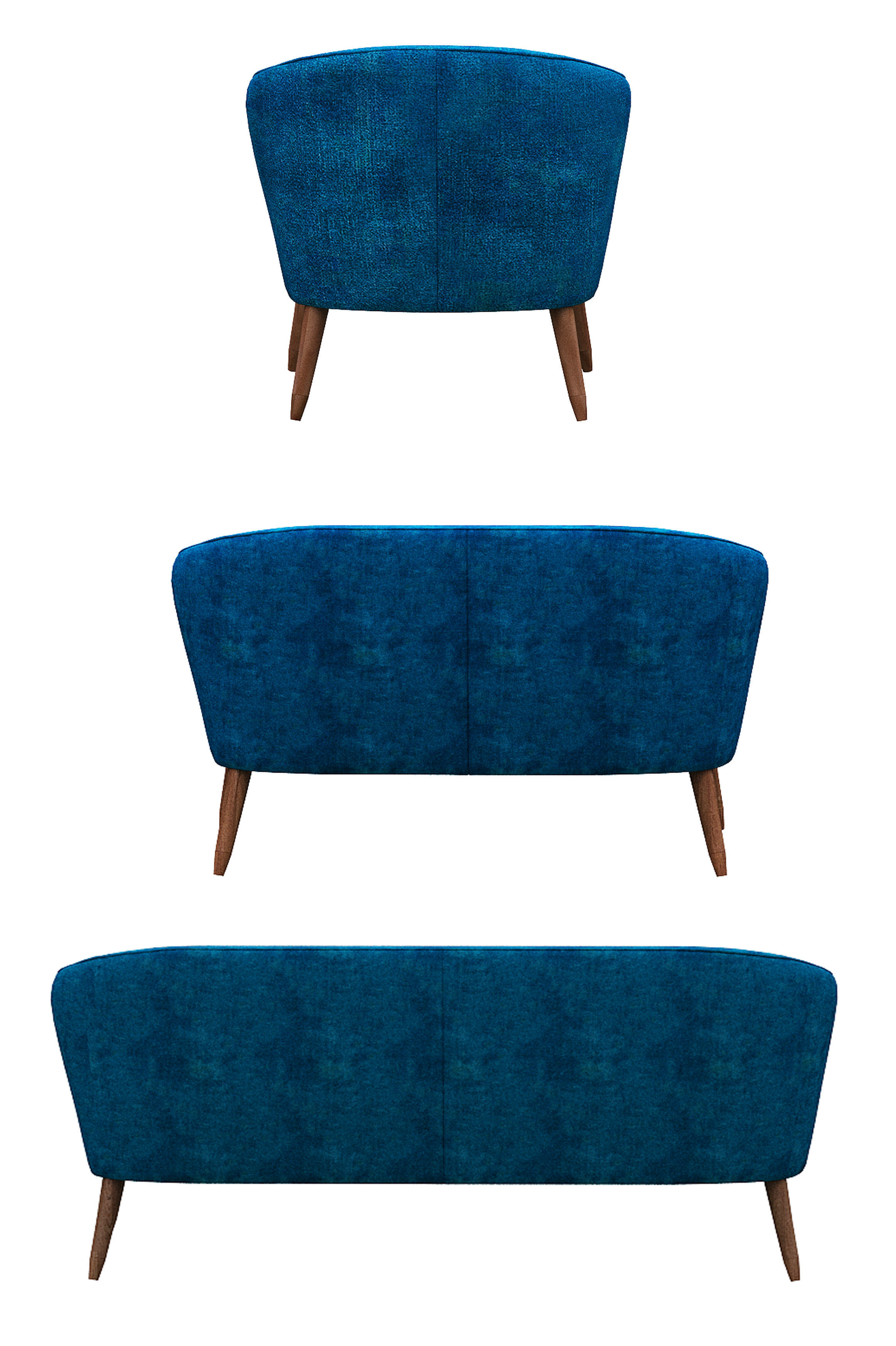 Sofa set and fabric and wood Low-poly 3D model_5