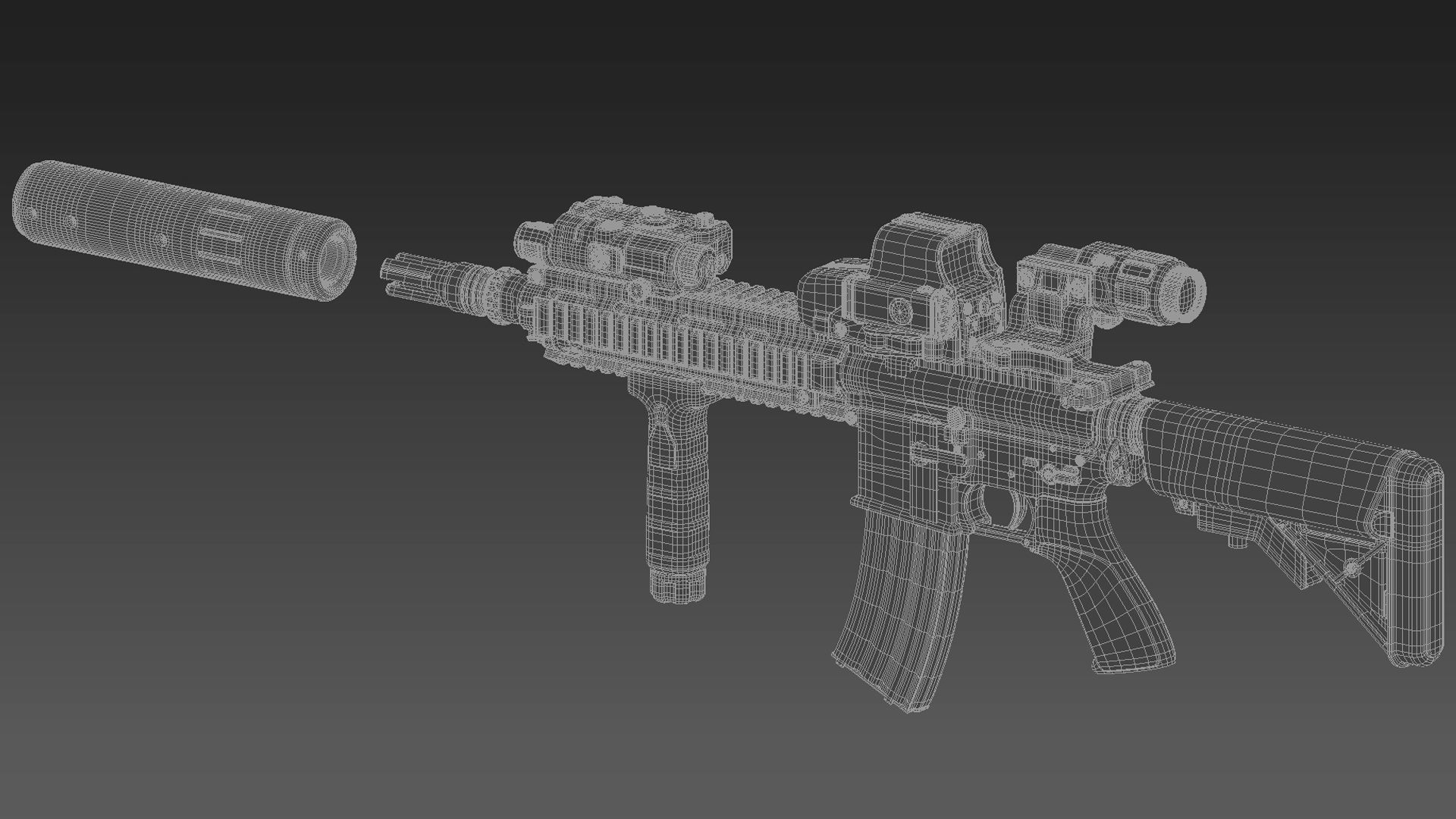 HK416 Assault Rifle 3D model_9