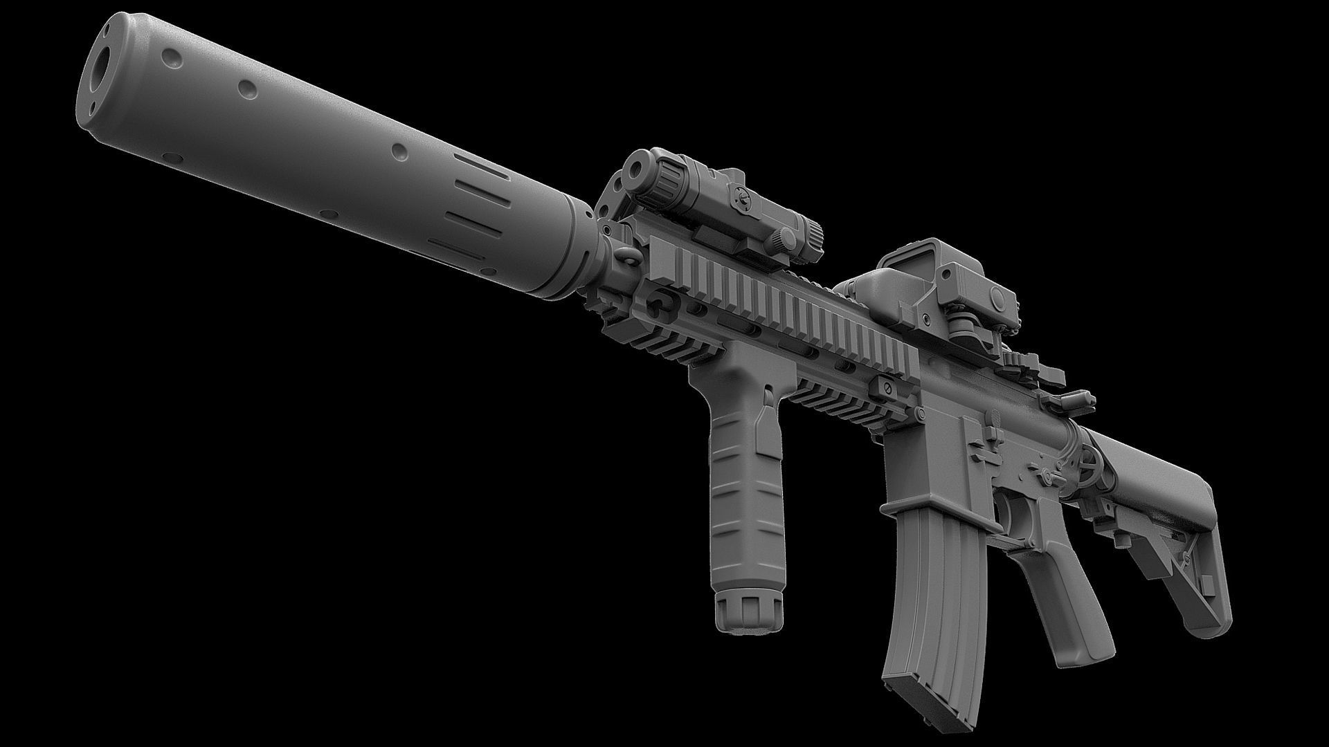 HK416 Assault Rifle 3D model_3