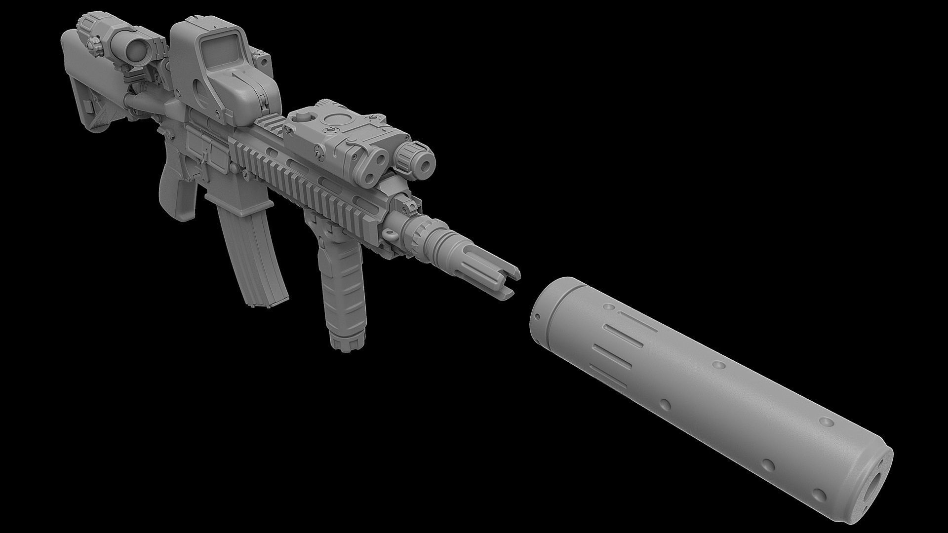 HK416 Assault Rifle 3D model_6