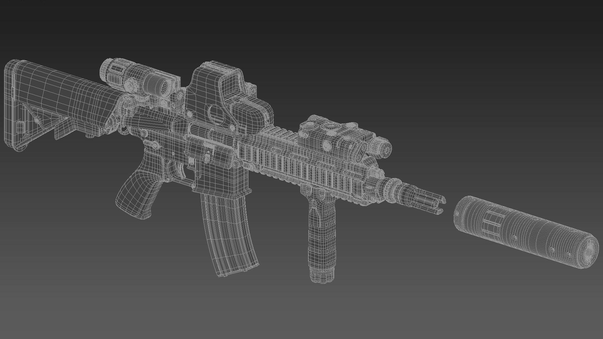 HK416 Assault Rifle 3D model_8