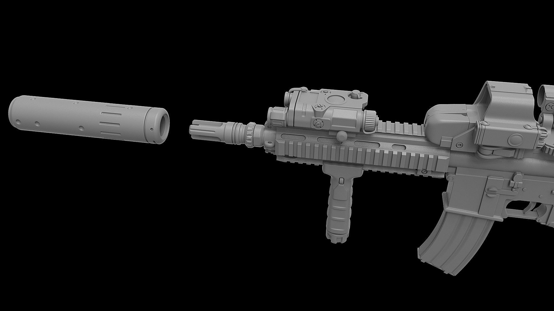 HK416 Assault Rifle 3D model_7