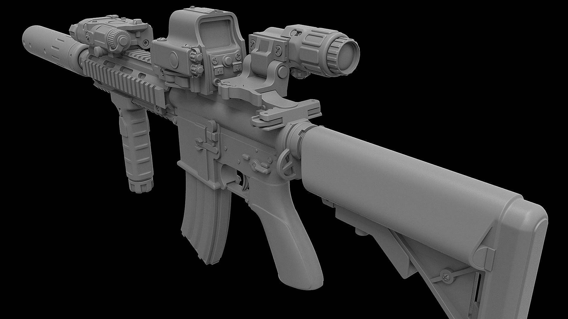 HK416 Assault Rifle 3D model_5