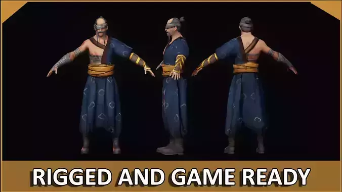 Oyagi Japanese Warrior character Game Ready Low Poly