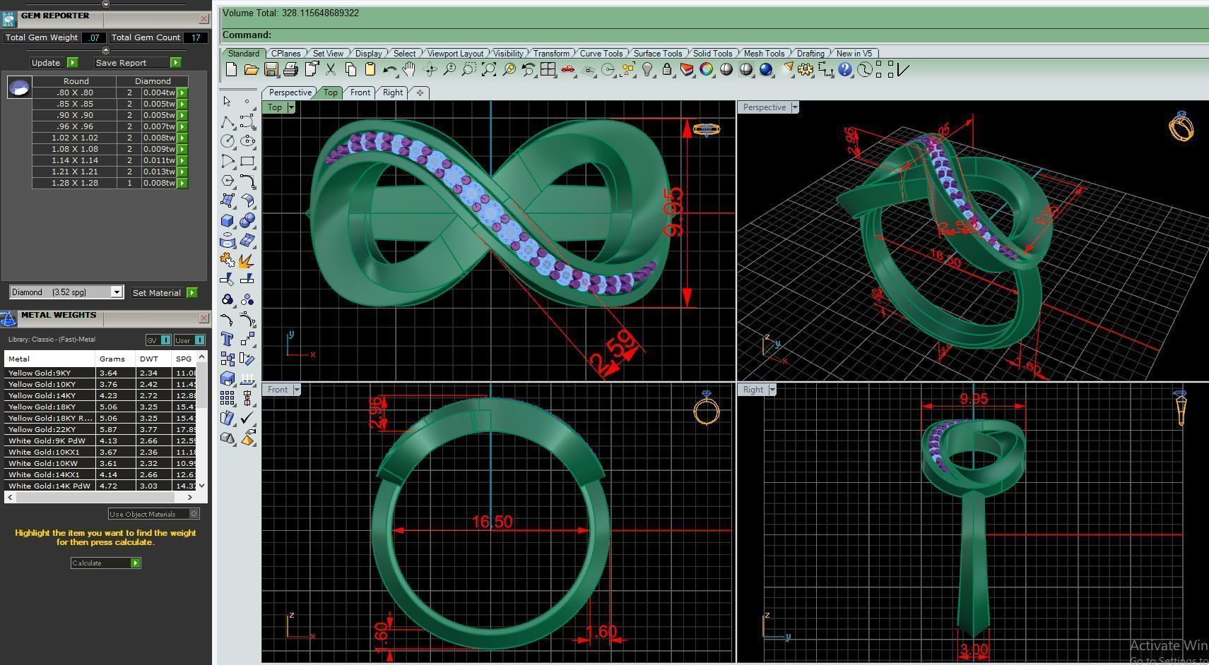 Ring M50 The luxury female ring with gems wedding 3D print model_18