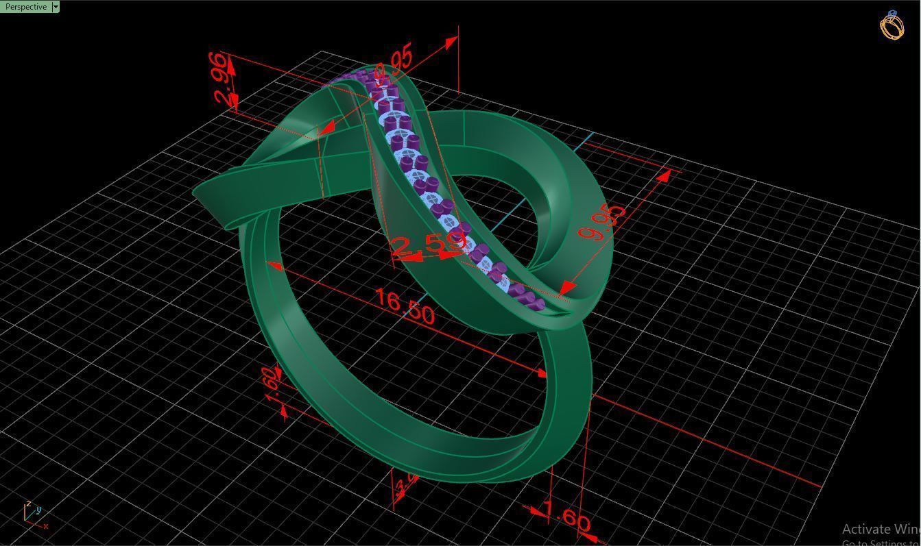 Ring M50 The luxury female ring with gems wedding 3D print model_22