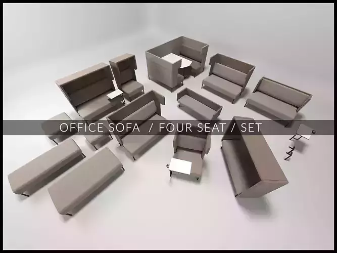 Office Chair  Sofa Set 3D Model Interior Scene