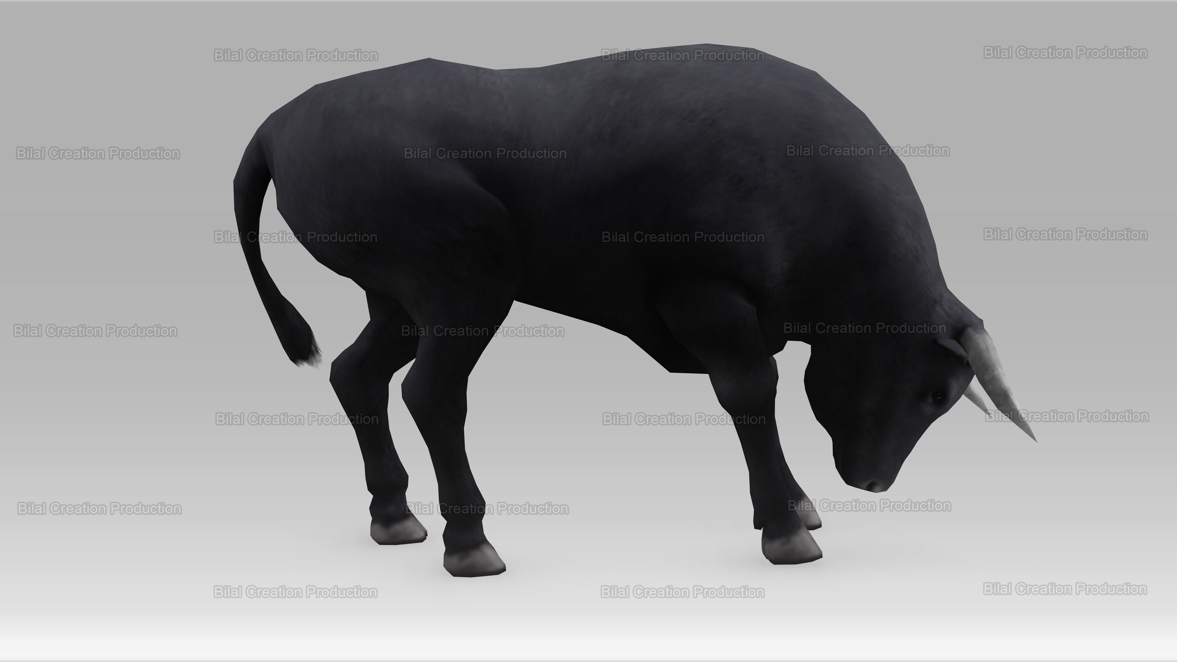 BULL ANIMATED Low-poly 3D model_9