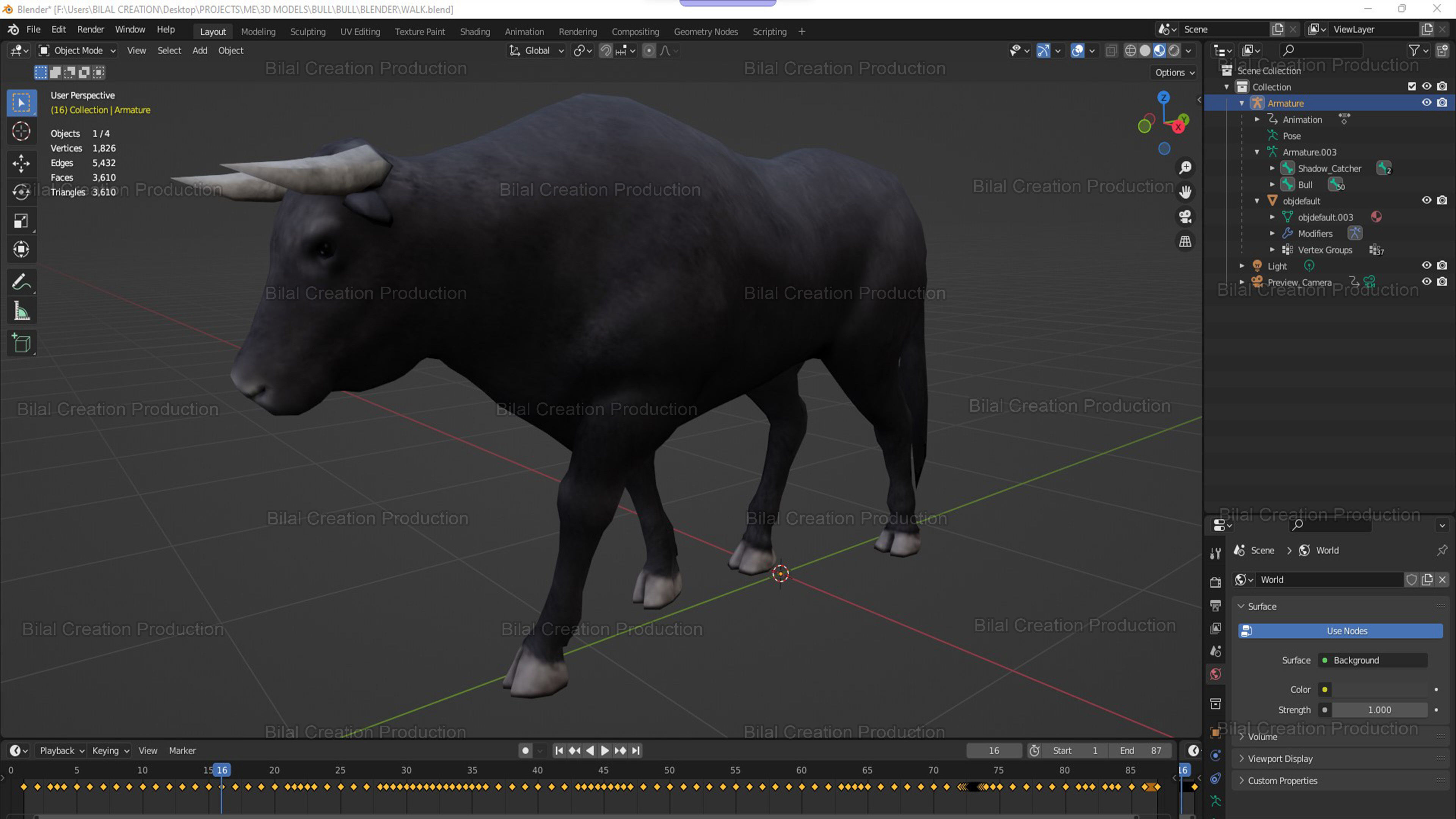 BULL ANIMATED Low-poly 3D model_14
