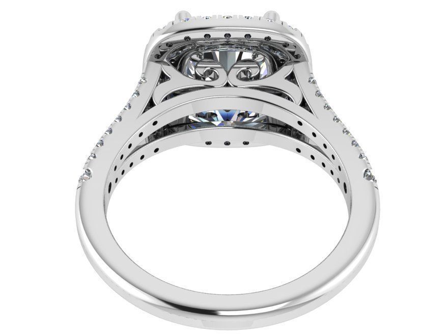 Around Diamond Ring With Notched Band 1730 3D print model 3D print model_3