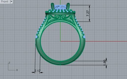 Around Diamond Ring With Notched Band 1730 3D print model 3D print model_5