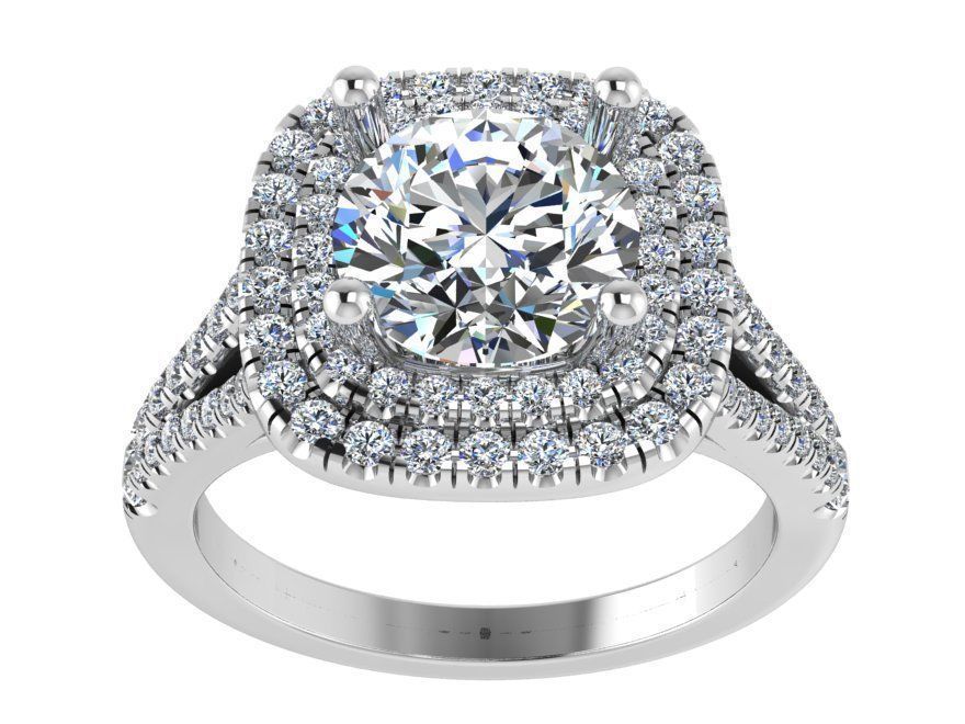 Around Diamond Ring With Notched Band 1730 3D print model 3D print model_2