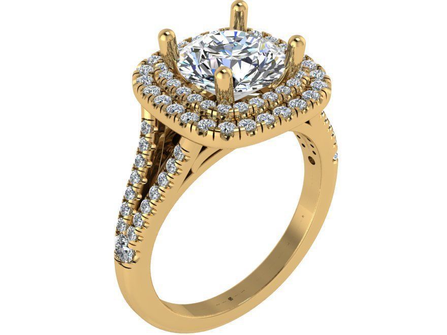 Around Diamond Ring With Notched Band 1730 3D print model 3D print model_1