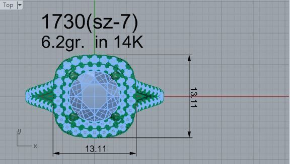 Around Diamond Ring With Notched Band 1730 3D print model 3D print model_4