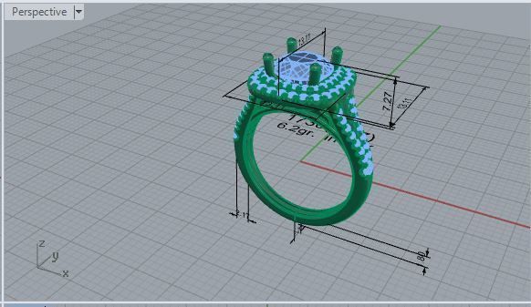 Around Diamond Ring With Notched Band 1730 3D print model 3D print model_6