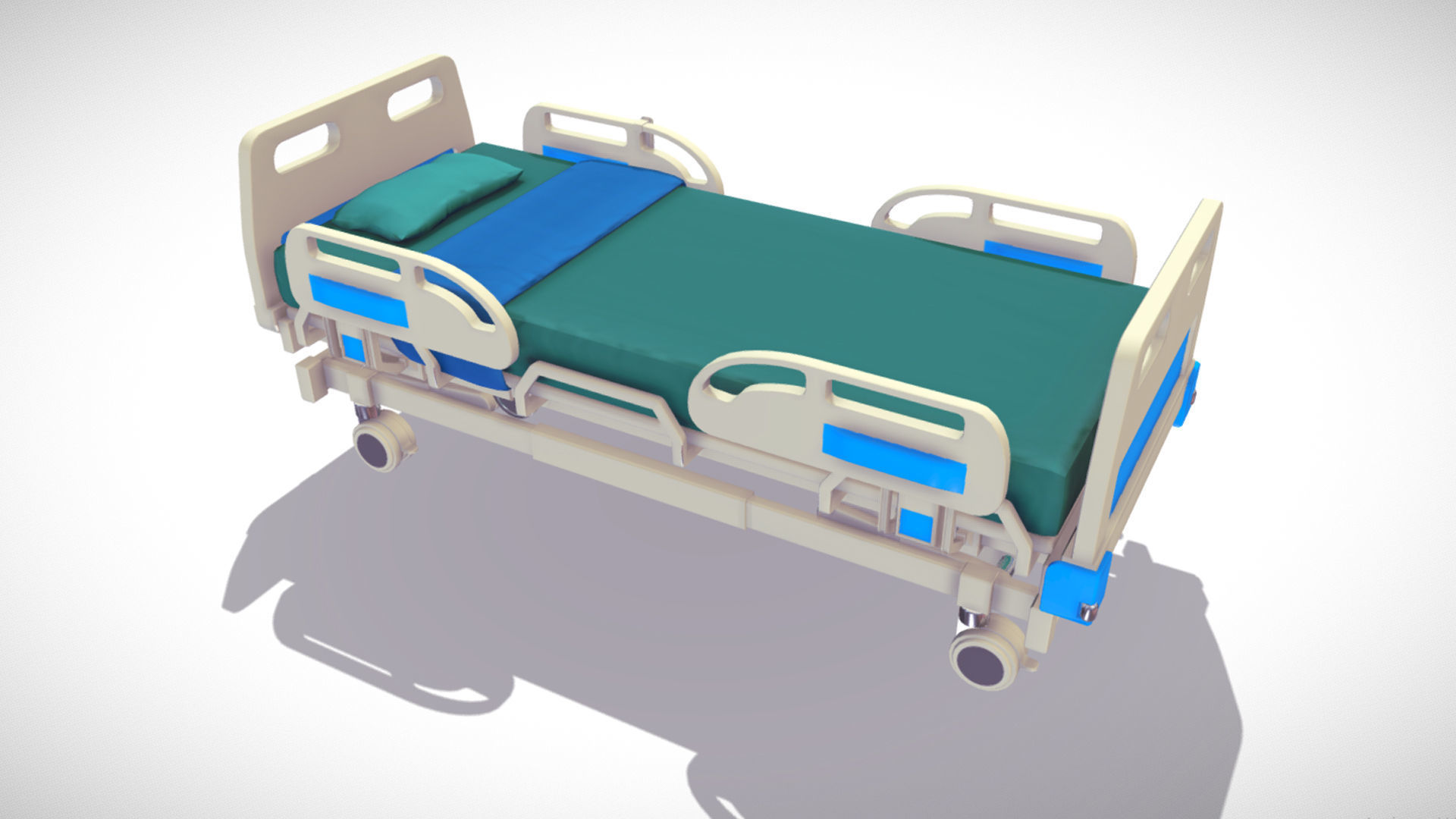Hospital Bed Low-poly 3D model_1