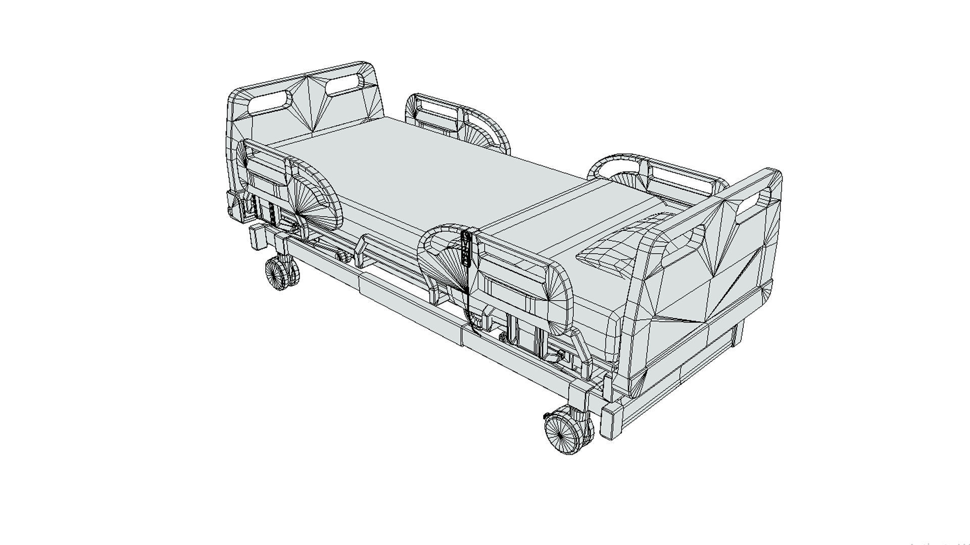 Hospital Bed Low-poly 3D model_5