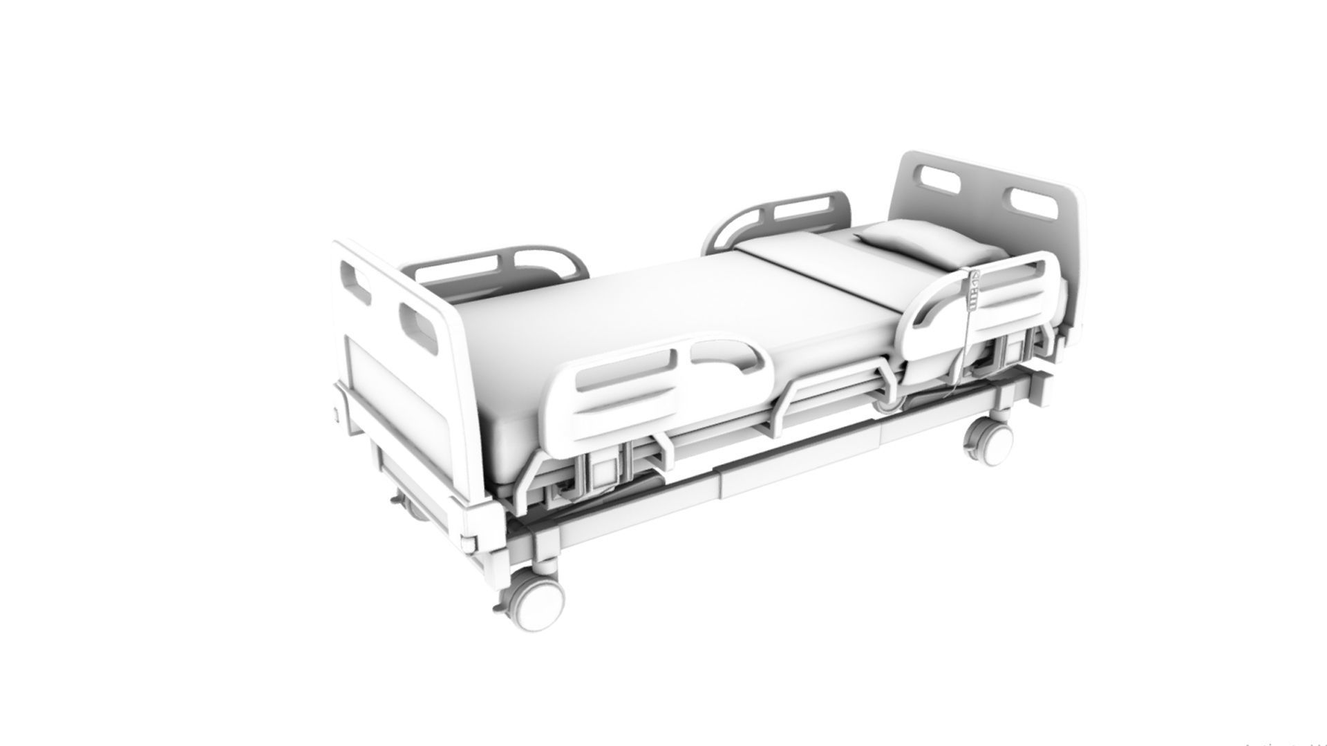 Hospital Bed Low-poly 3D model_7