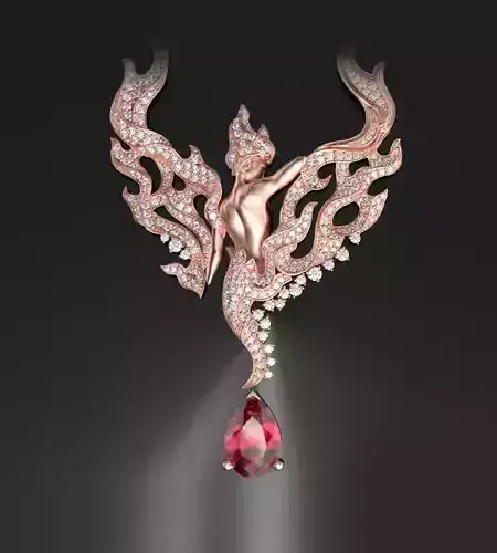 Flame woman necklace 3D print model