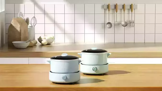 Kitchen Scenes electric rice cooker bowl C4D OC home appliances