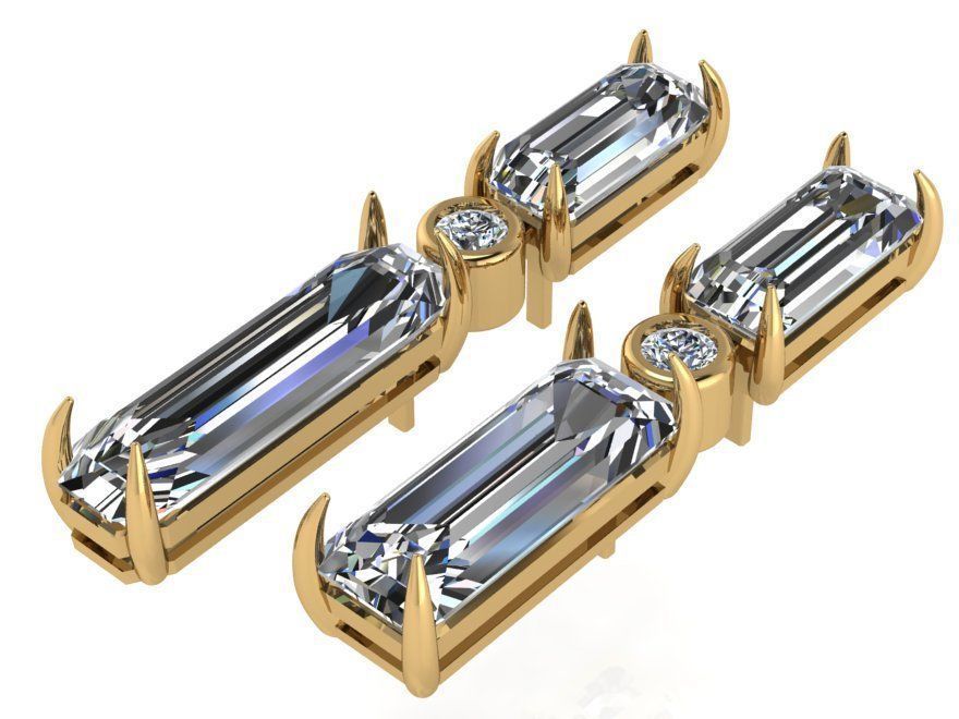 Emerald Diamond Earring 1733 3D print model 3D print model_1