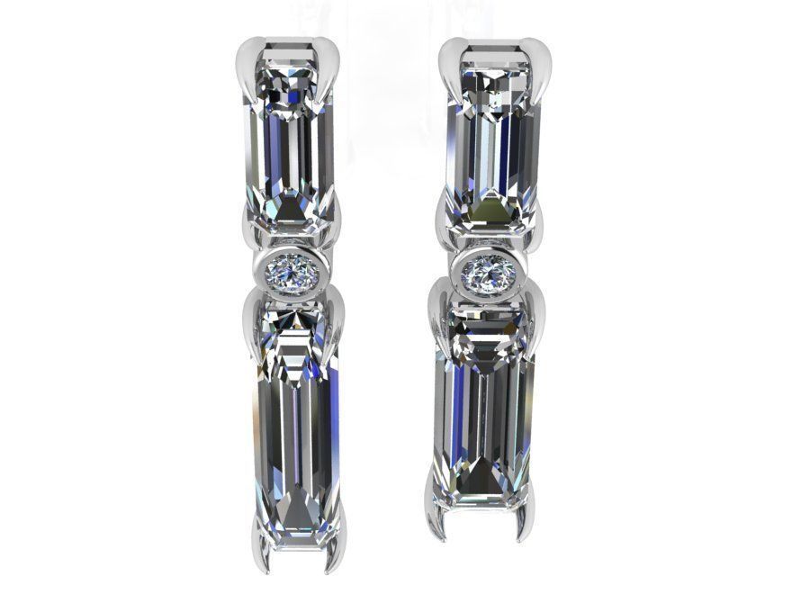 Emerald Diamond Earring 1733 3D print model 3D print model_2