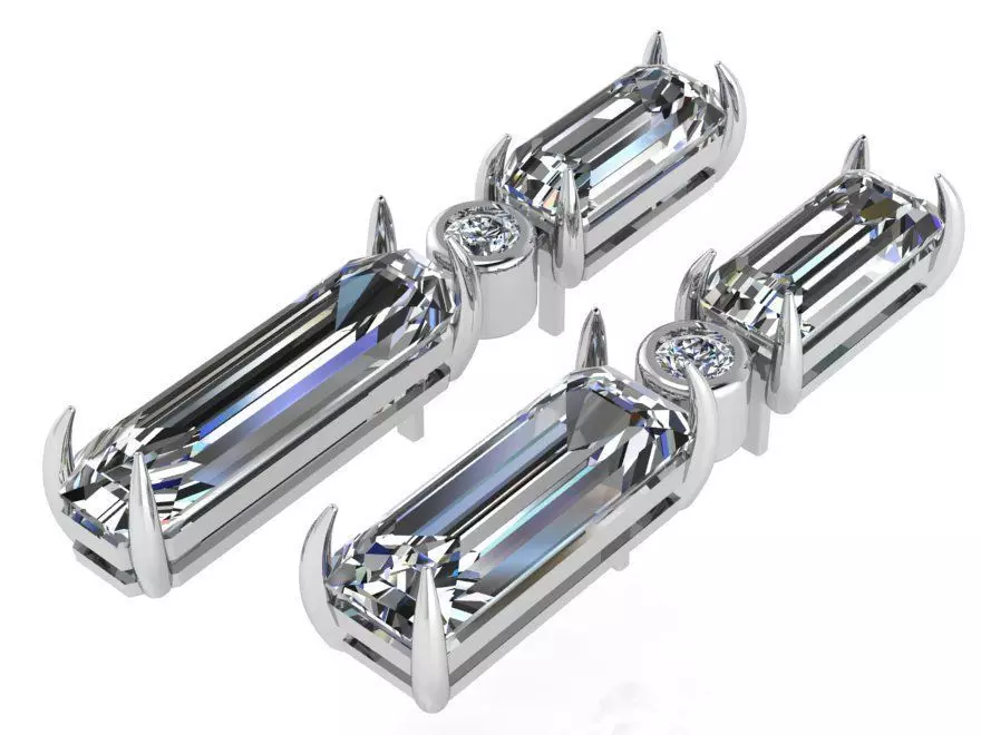 Emerald Diamond Earring 1733 3D print model 3D print model_0