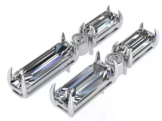 Emerald Diamond Earring 1733 3D print model