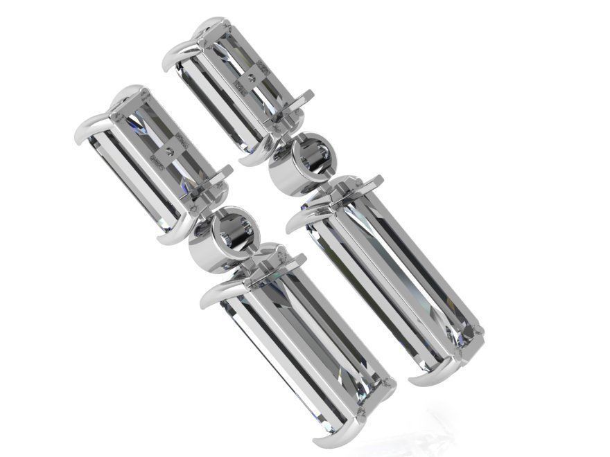 Emerald Diamond Earring 1733 3D print model 3D print model_3