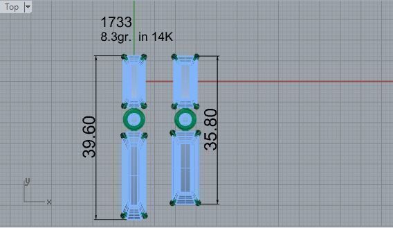Emerald Diamond Earring 1733 3D print model 3D print model_4